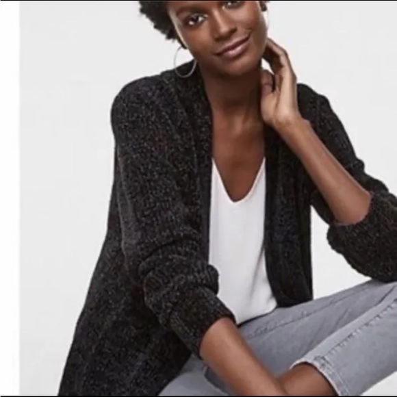 Loft Black Chenille Open Cardigan Size XS Petite - Picture 4 of 4